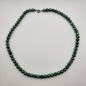 Elegant Baroque Freshwater Pearls Dyed Emerald Green Necklace 16" length